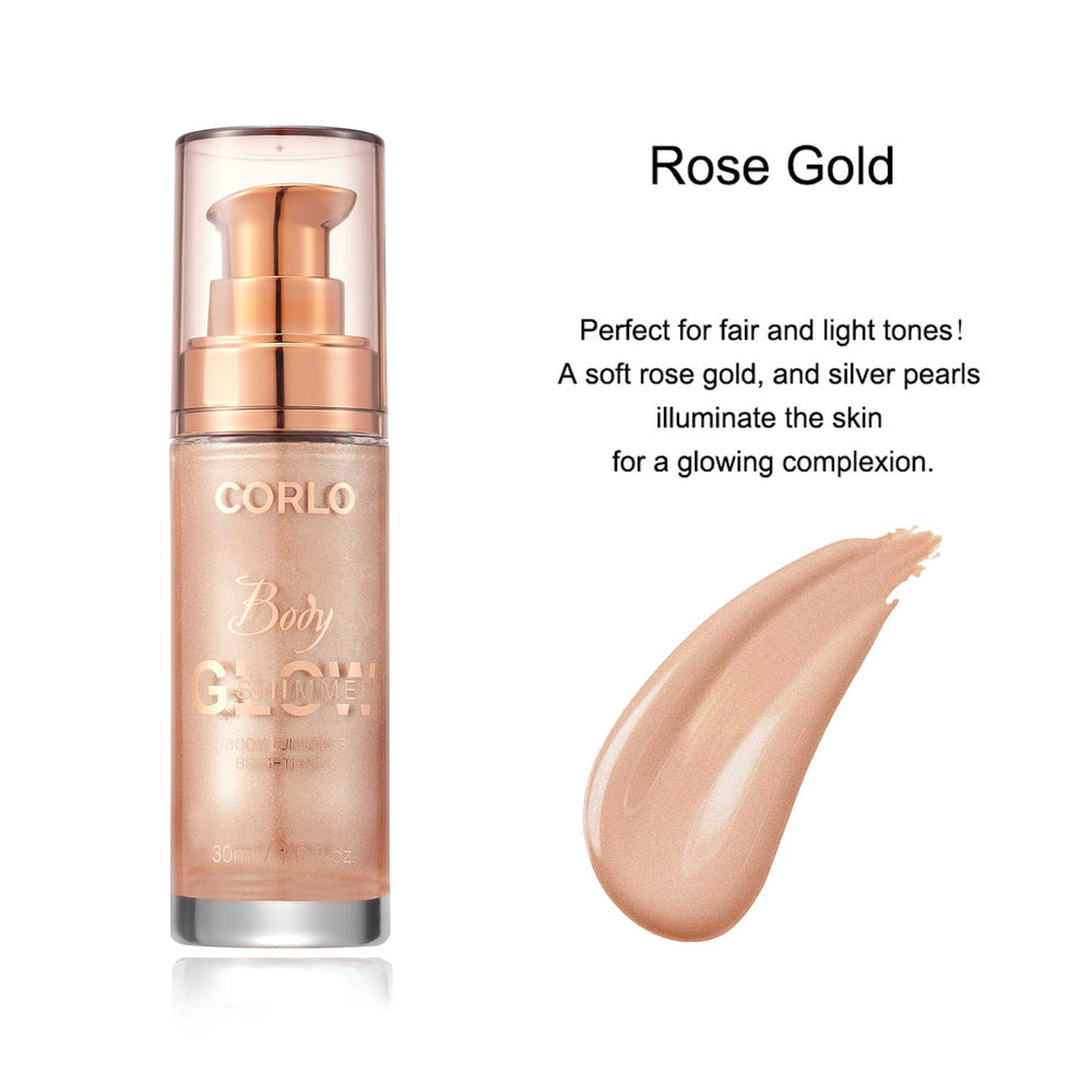 Corlo Body Shimmer Oil, application visage pour un éclat lumineux et naturel.