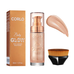 Corlo Body Shimmer Oil, bouteille à paillettes rose doré pour une brillance subtile et durable.