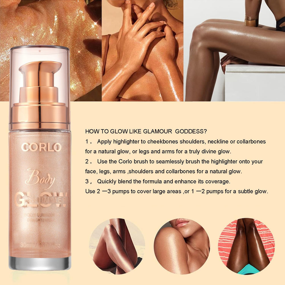 Corlo Body Shimmer Oil, brillance sur le décolleté et la clavicule pour un effet sculptant.