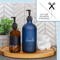 Bouteilles en verre ambré compatibles avec le goulot standard.