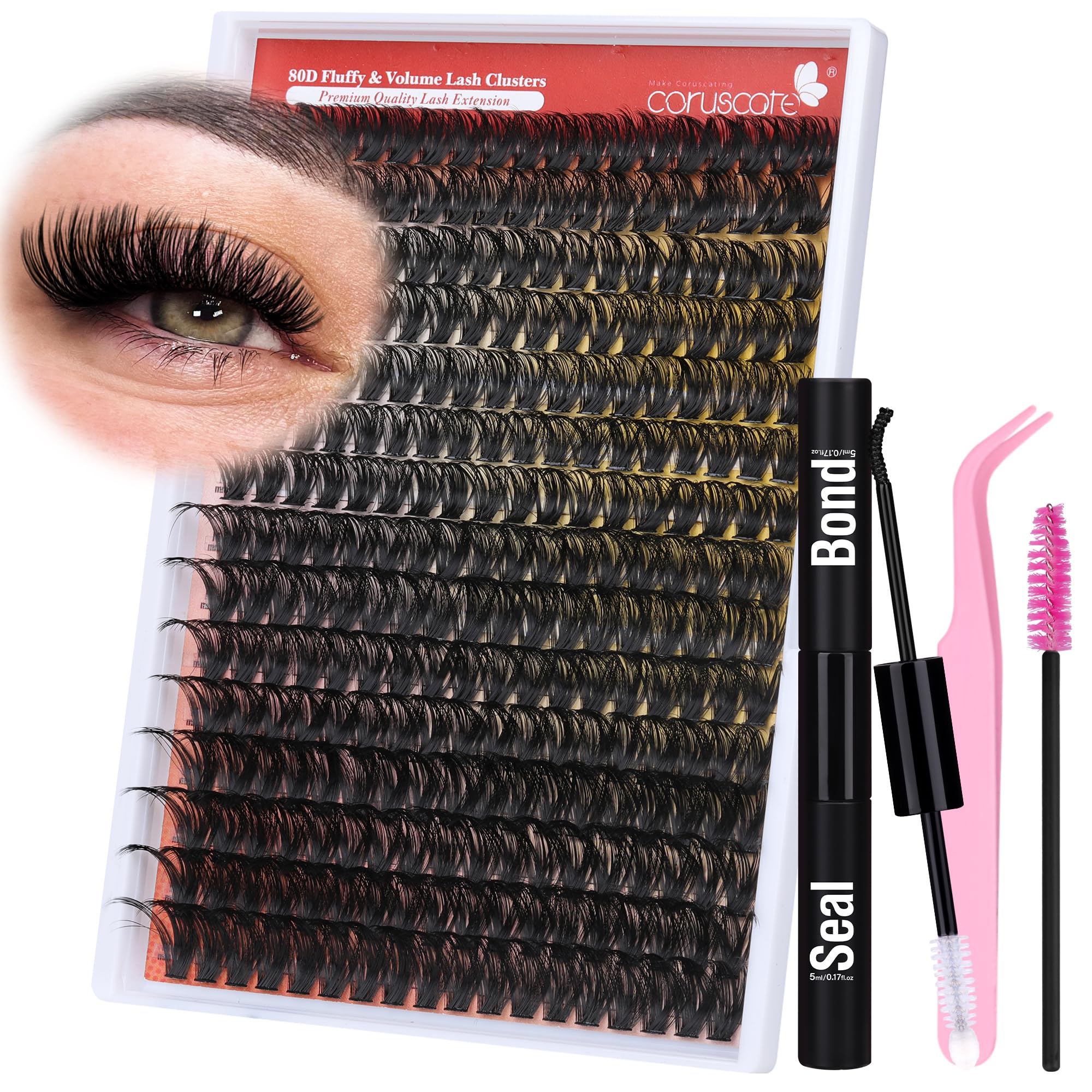CORUSCATE kit clusters cils 80D 12mm – volume naturel et définition