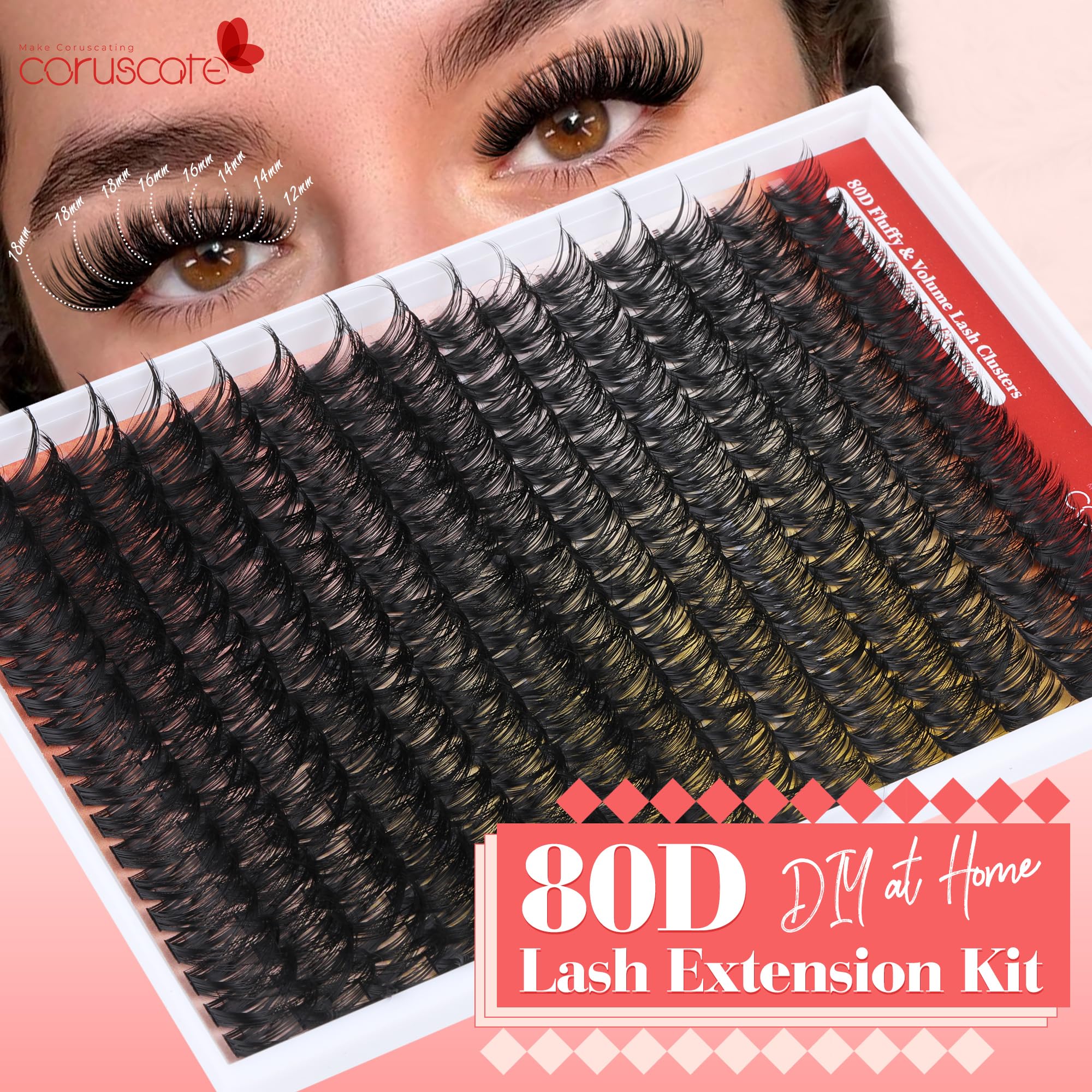 CORUSCATE kit clusters cils 80D 14mm – élongation légère pour un regard