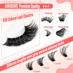 CORUSCATE kit clusters cils 80D 16mm – volume allongé pour un regard plus ouvert