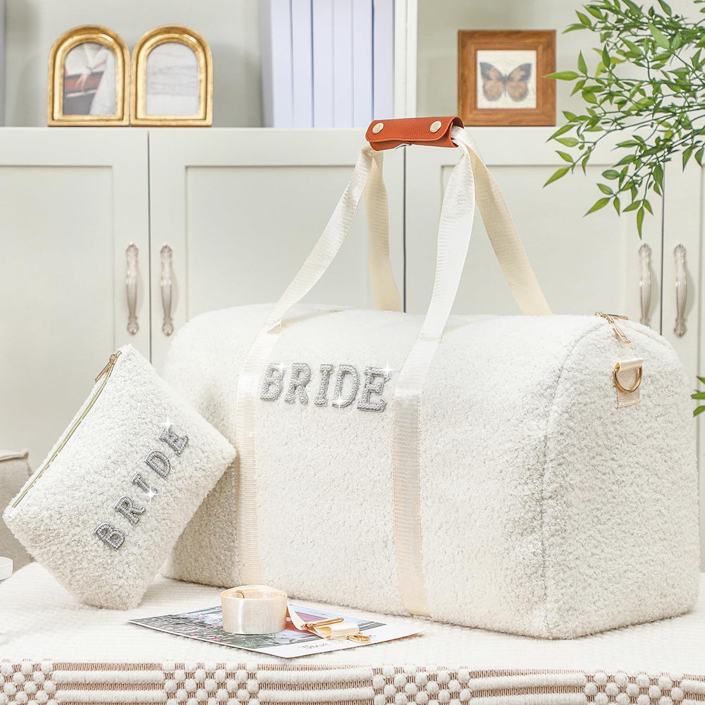 Cosblank sac voyage mariée détails perles rhinestones, touche élégante pour la cérémonie.