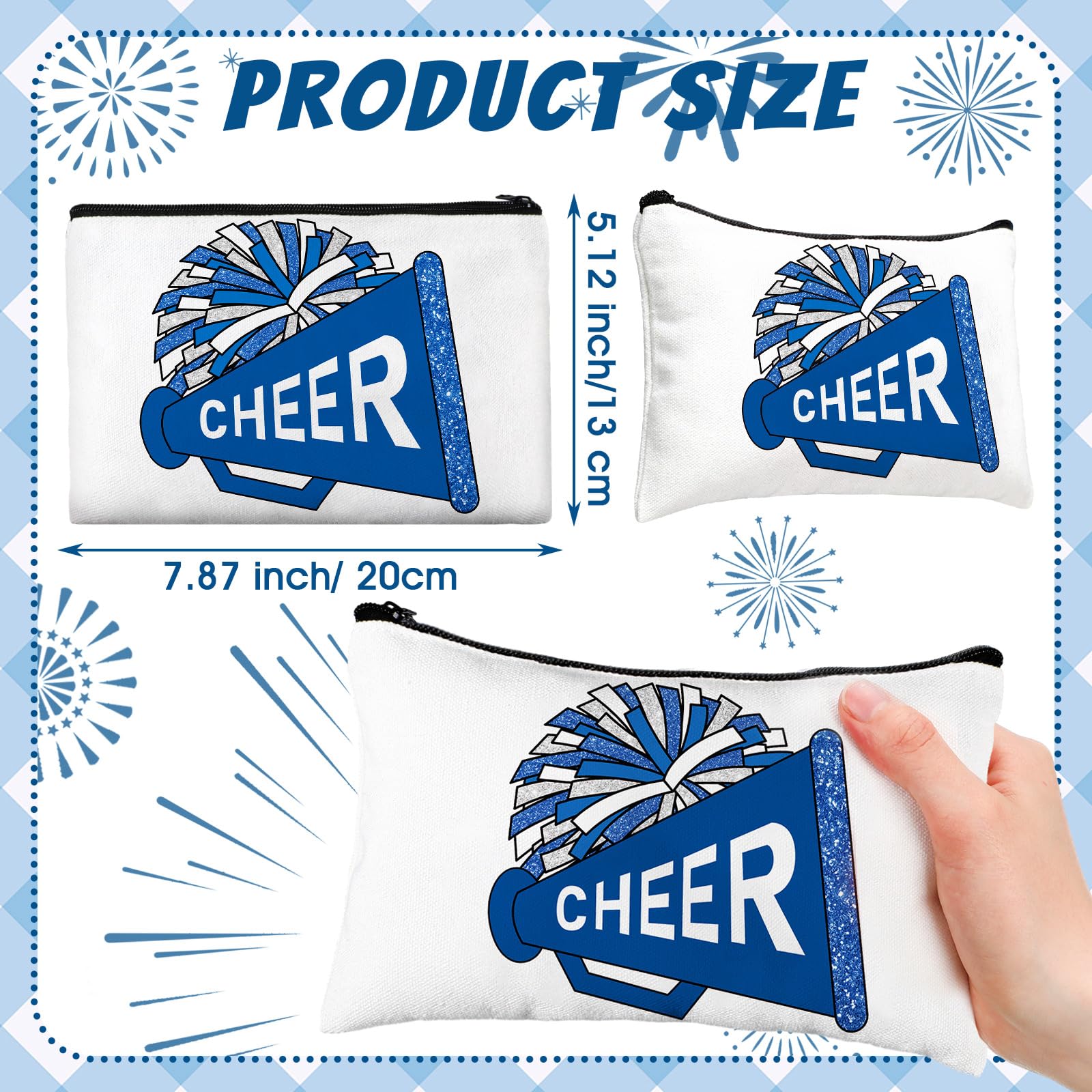 Cosblank sacs maquillage cheer bleu – matériau canvas durable pour un usage quotidien.