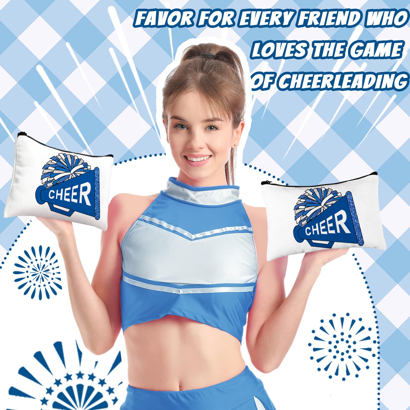 Cosblank sacs maquillage cheer bleu – idéal pour cosmétiques et petits accessoires.
