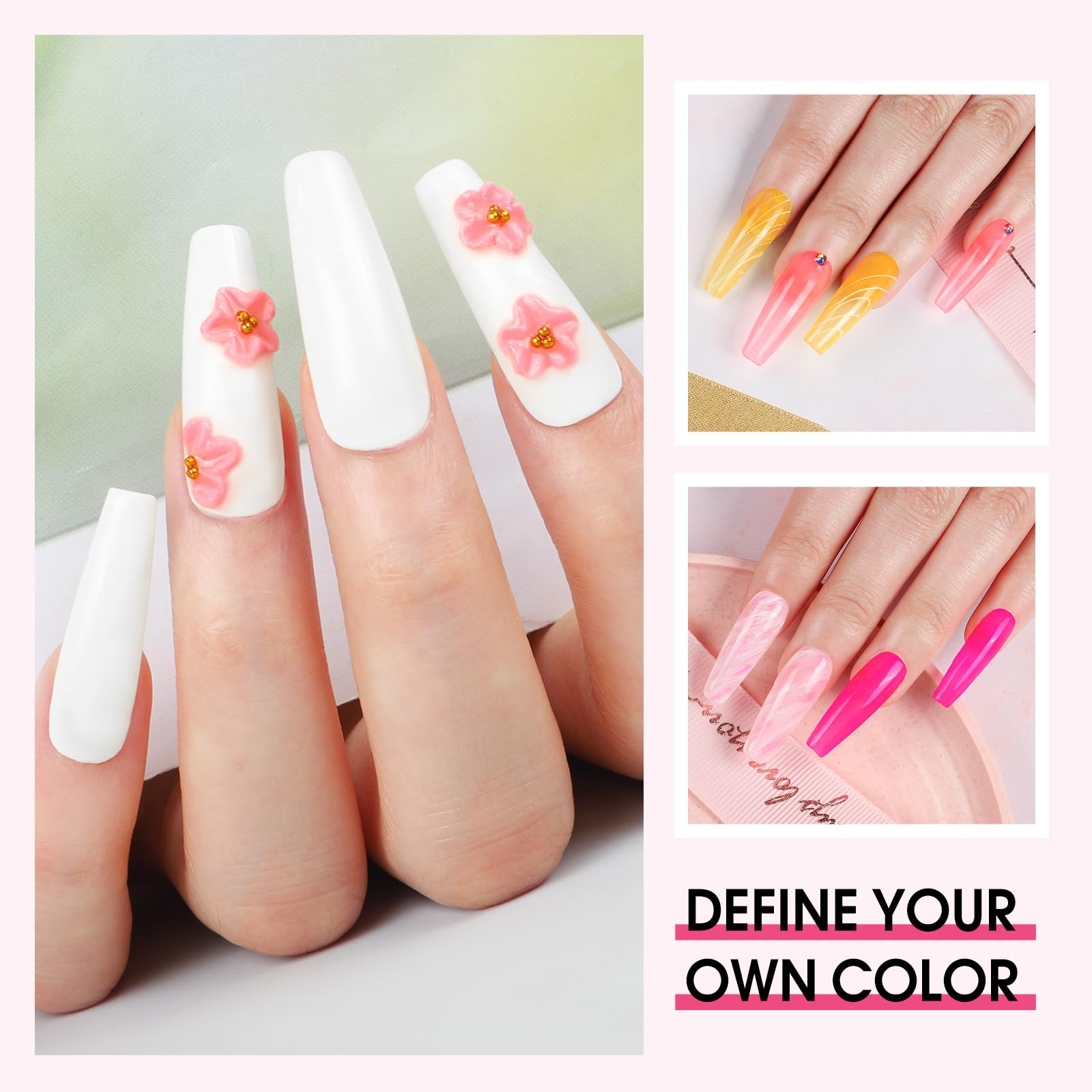 COSCELIA decoration powders in 12 colors for creative nail art effects.