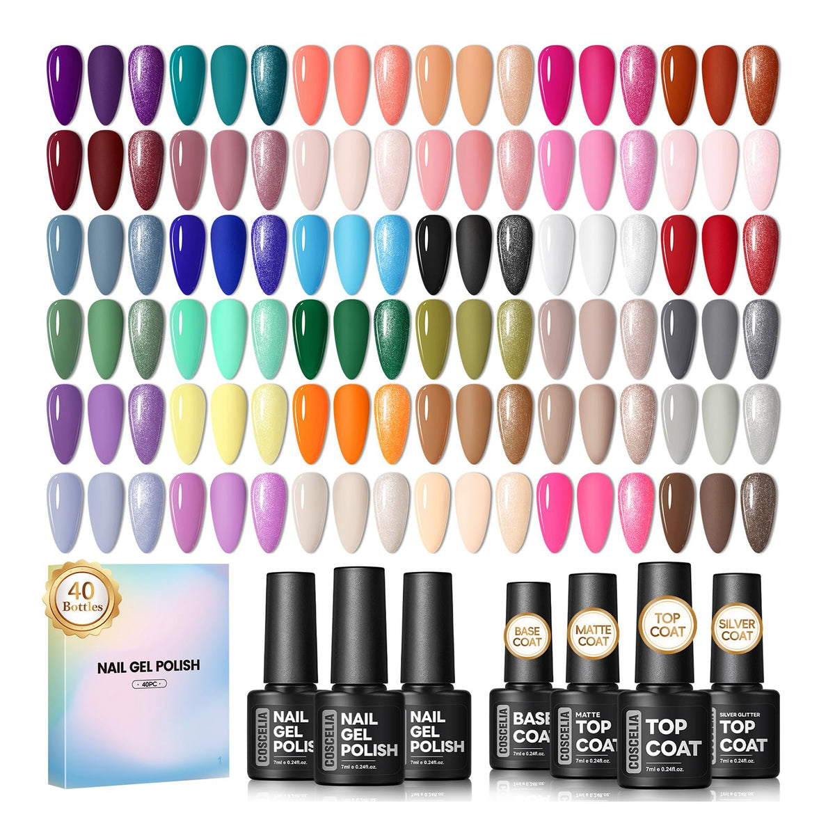 COSCELIA ensemble vernis gel 36 couleurs hiver, pour des manucures variées à domicile.