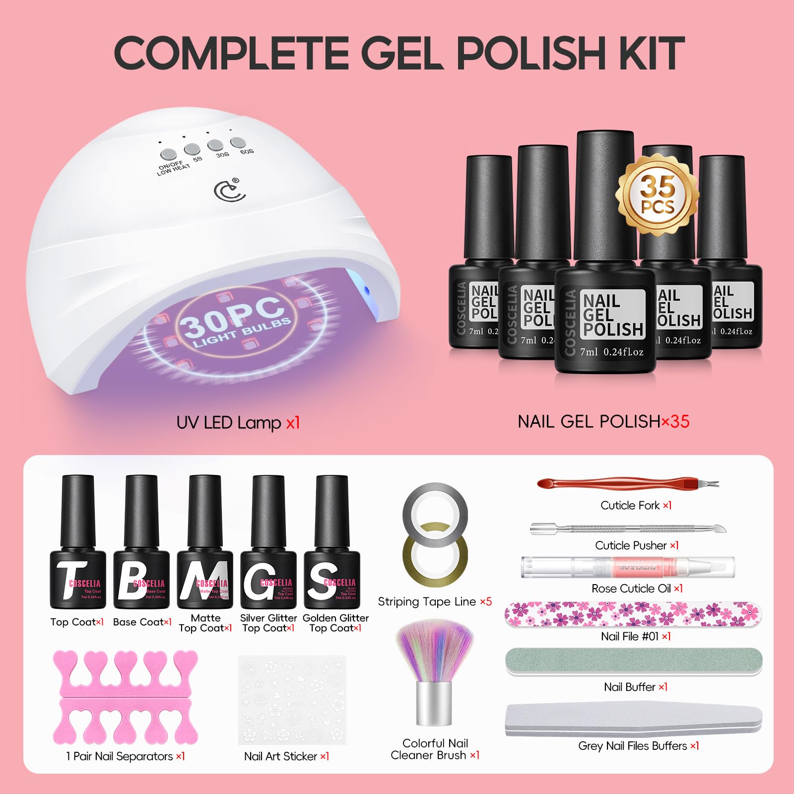 COSCELIA gel polish bottles shown during easy application