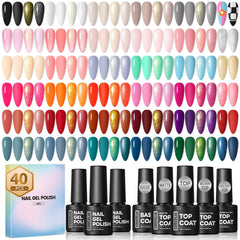 COSCELIA set vernis gel 40 pièces avec variété de couleurs pour tous les styles.