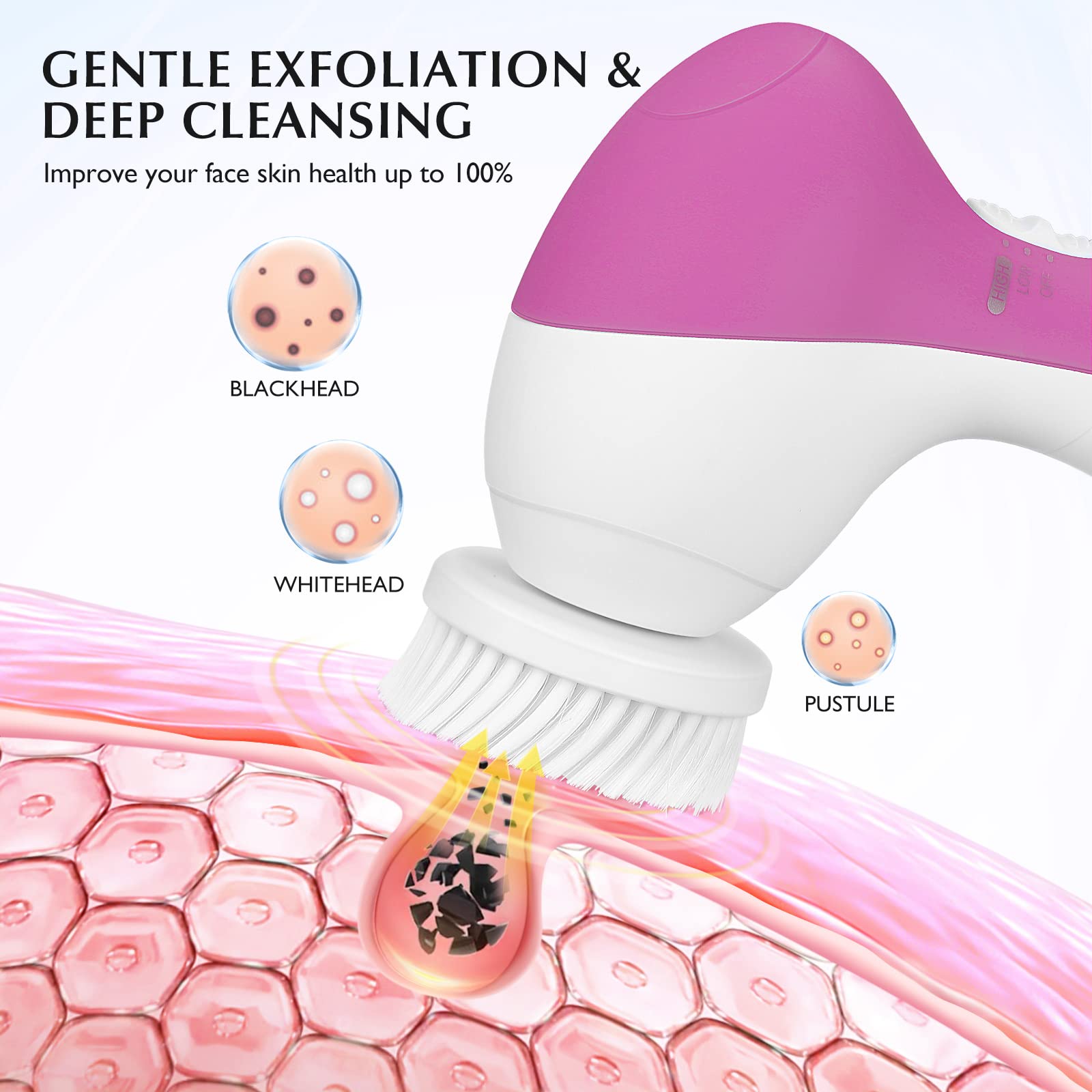 COSLUS Brosse silicone visage douce et efficace pour une peau nette.