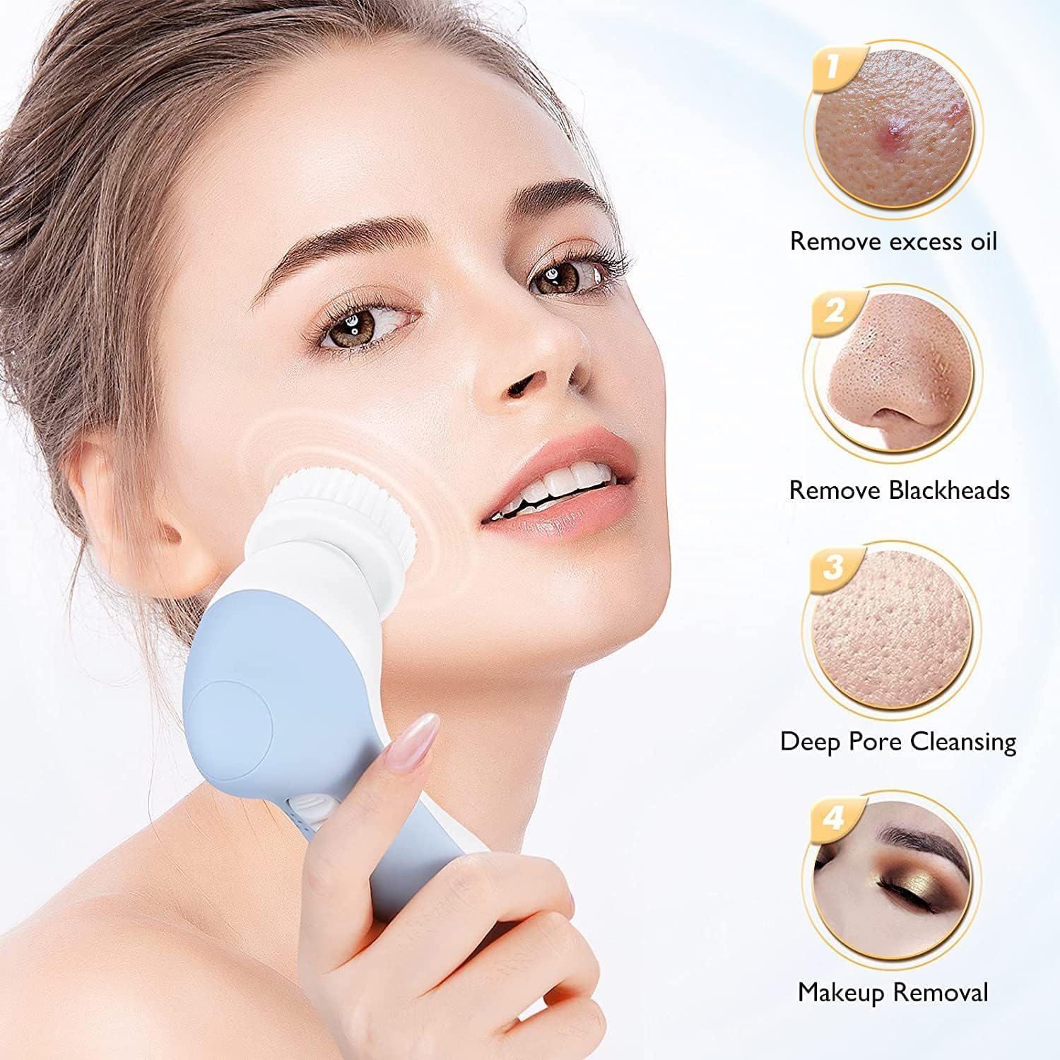 COSLUS brosse-visage poils épais pour nettoyage en profondeur.