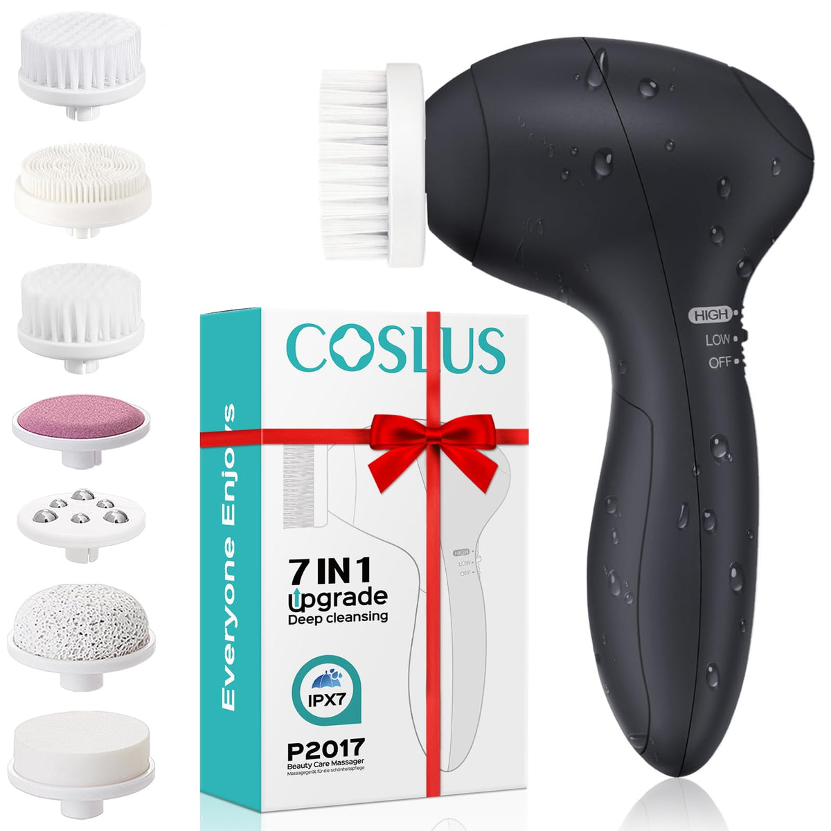 Coslus brosse visage silicone 7-en-1 nettoie en profondeur en douceur