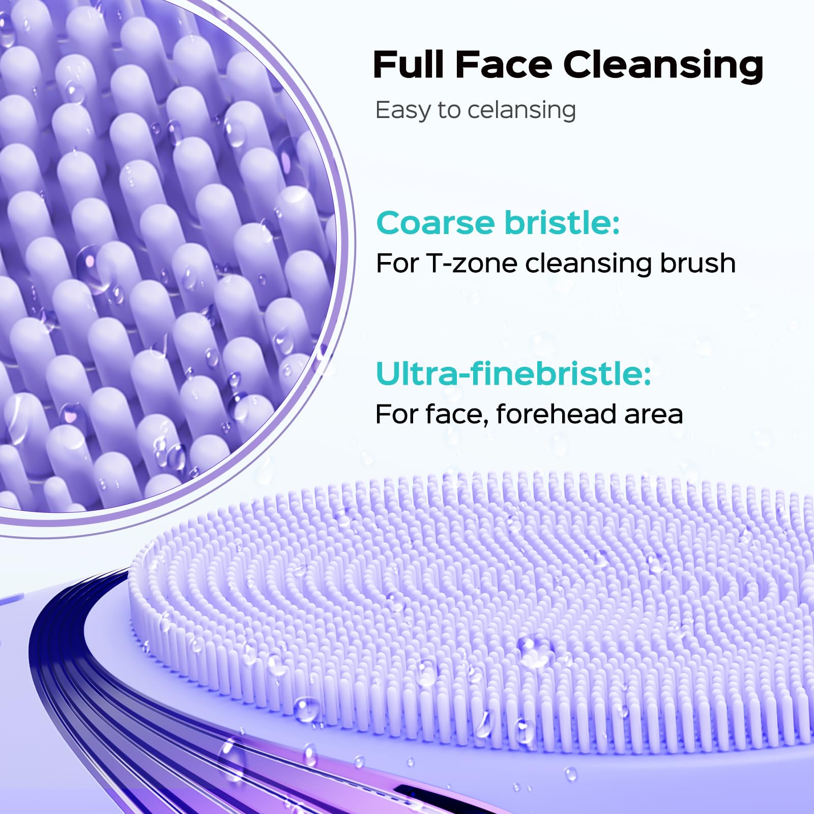 COSLUS brosse visage silicone étanche IPX7 pour utilisation sous la douche.