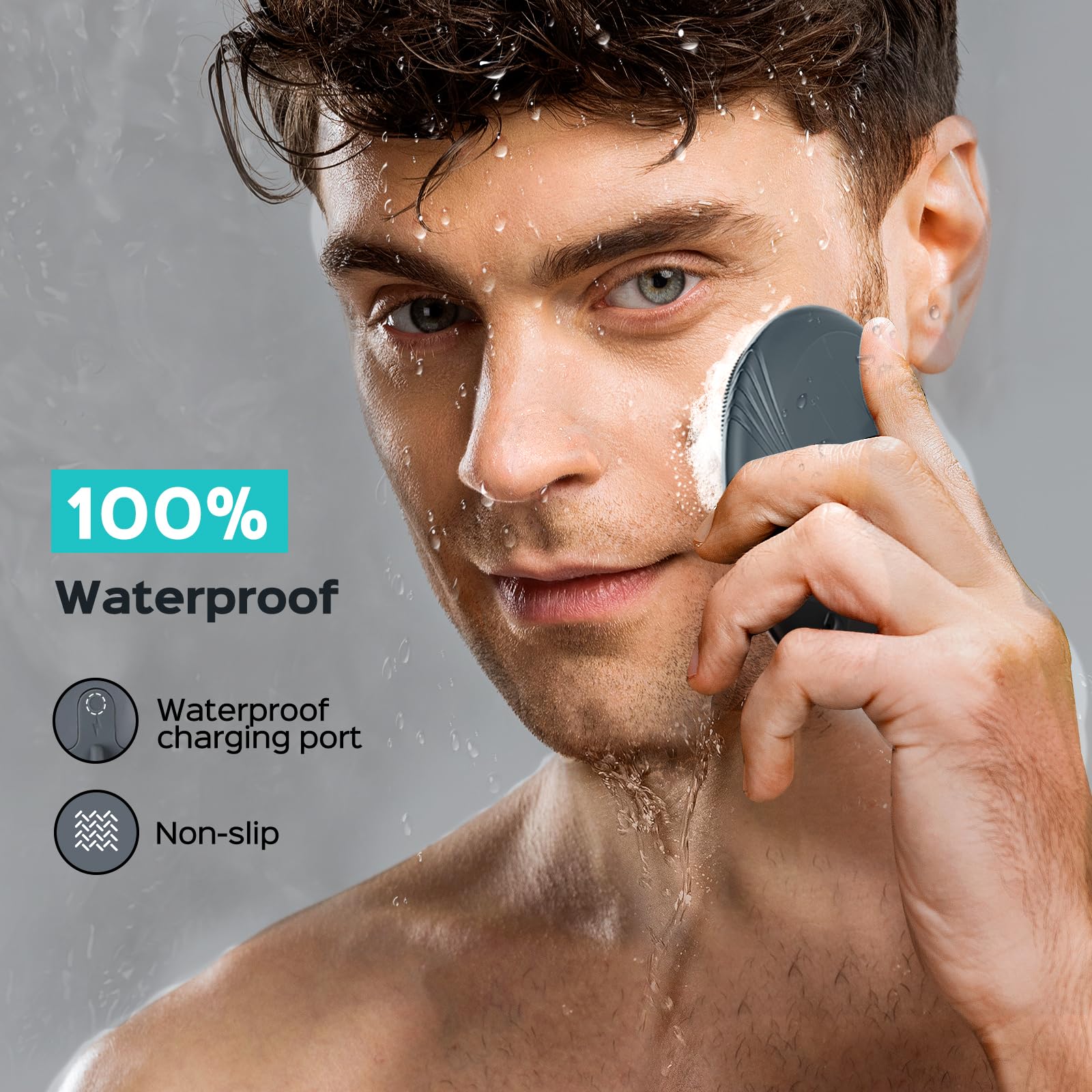 COSLUS brosse visage silicone IPX7 pour une utilisation sûre sous la douche