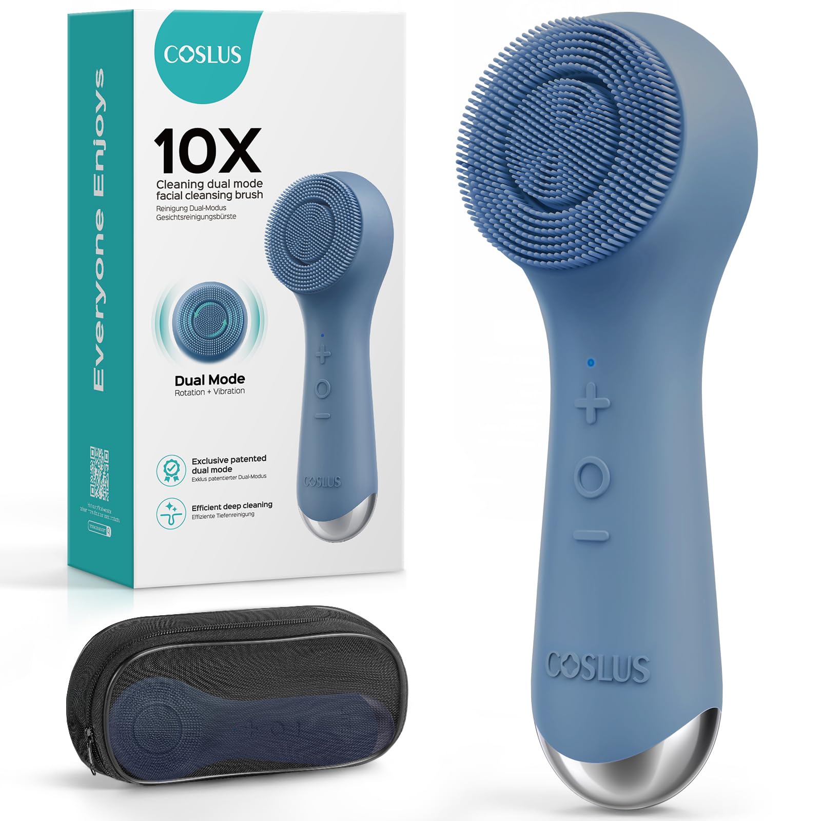 COSLUS brosse-visage silicone rotation et vibration pour un nettoyage en profondeur