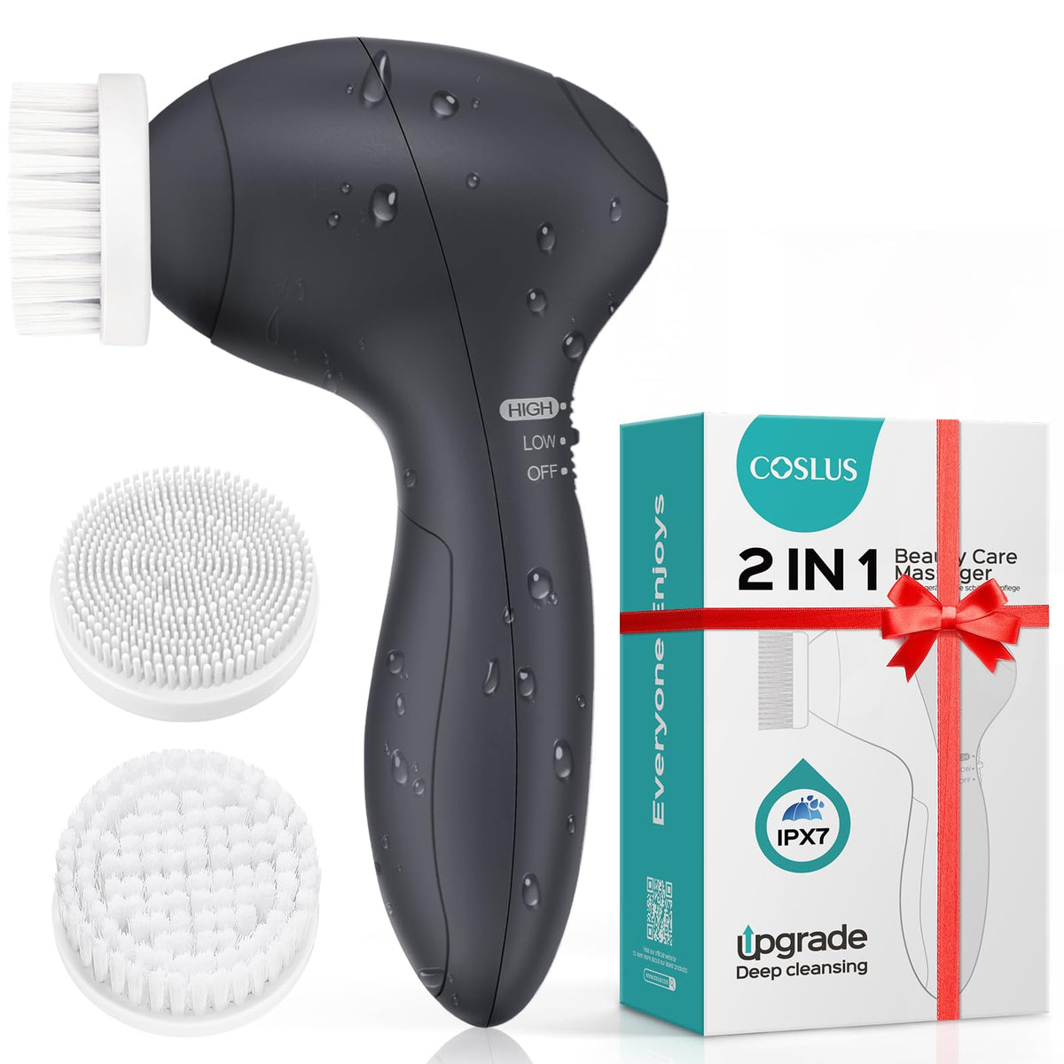 COSLUS brosse-visage à double vitesse pour un nettoyage en profondeur des pores.