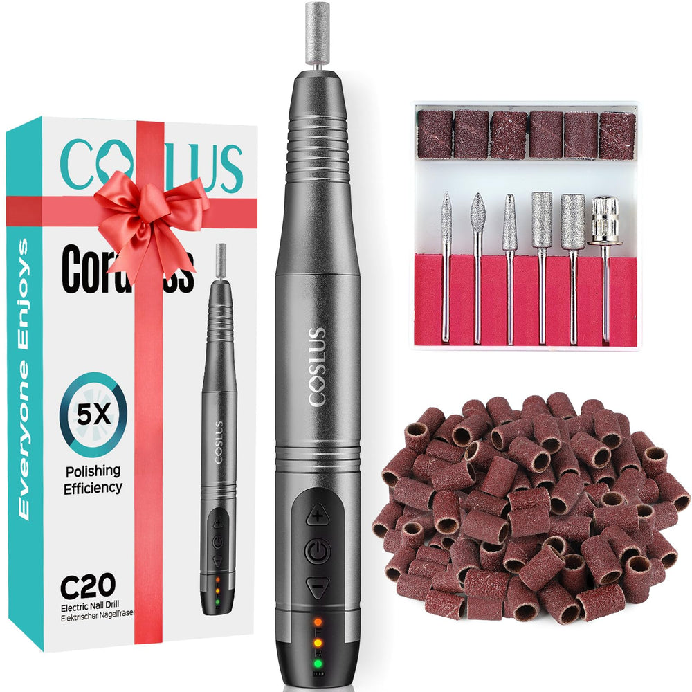 COSLUS perceuse d’ongles sans fil, kit complet pour une manucure professionnelle à domicile.