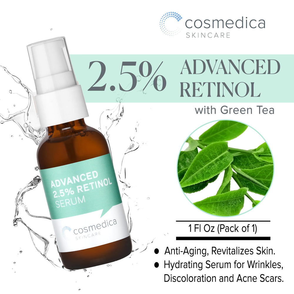 Cosmedica Skincare Retinol Serum dropper close-up highlighting precise application