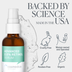 Cosmedica Skincare Retinol Serum with green tea ingredient close-up