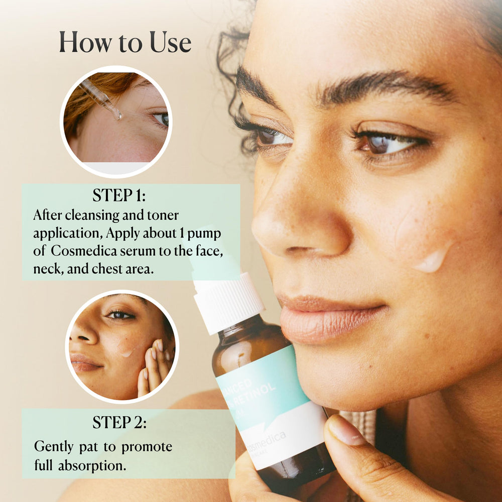 Cosmedica Skincare Retinol Serum texture swatch showing smooth finish