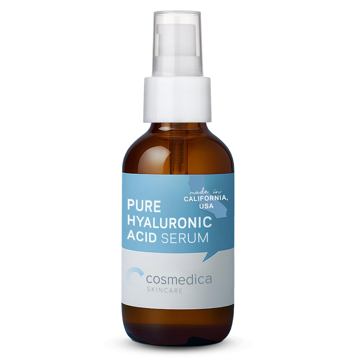 Cosmedica sérum hyaluronique sur flacon-pompe, hydratation intense pour peau lumineuse