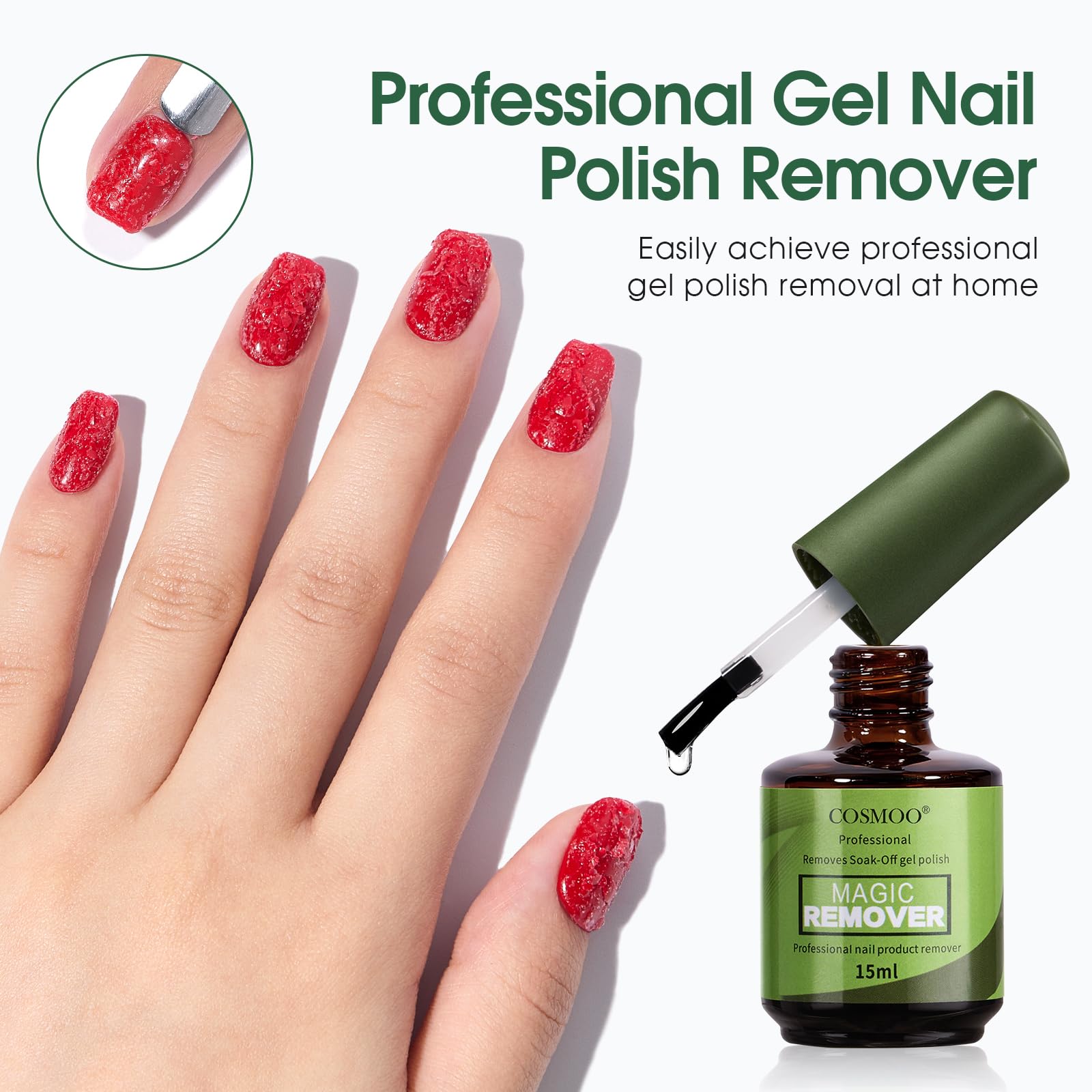 COSMOO démaquillant gel pour ongles – outil facile pour les cuticules après utilisation.