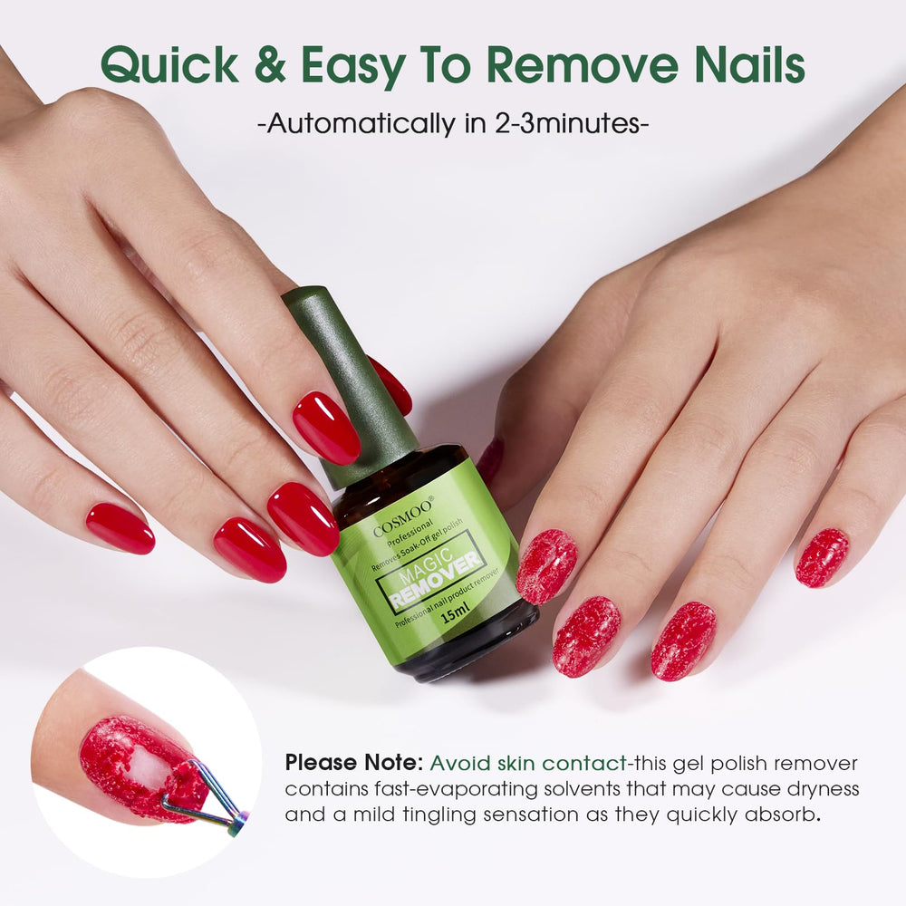 COSMOO démaquillant gel pour ongles – kit deux flacons, solution pratique à domicile.