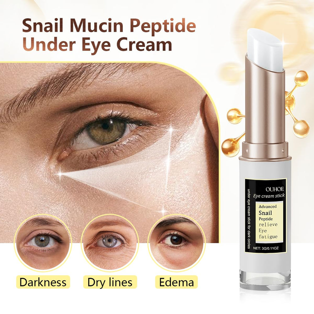 COSMOO peptide escargot bâton yeux brillance naturelle après application.