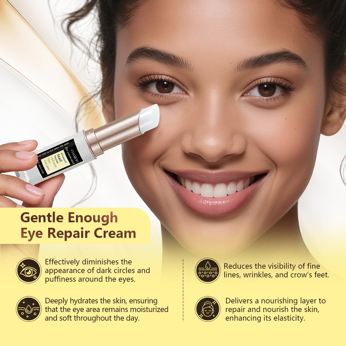 COSMOO texture riche pour nourrir et lisser les ridules autour des yeux.