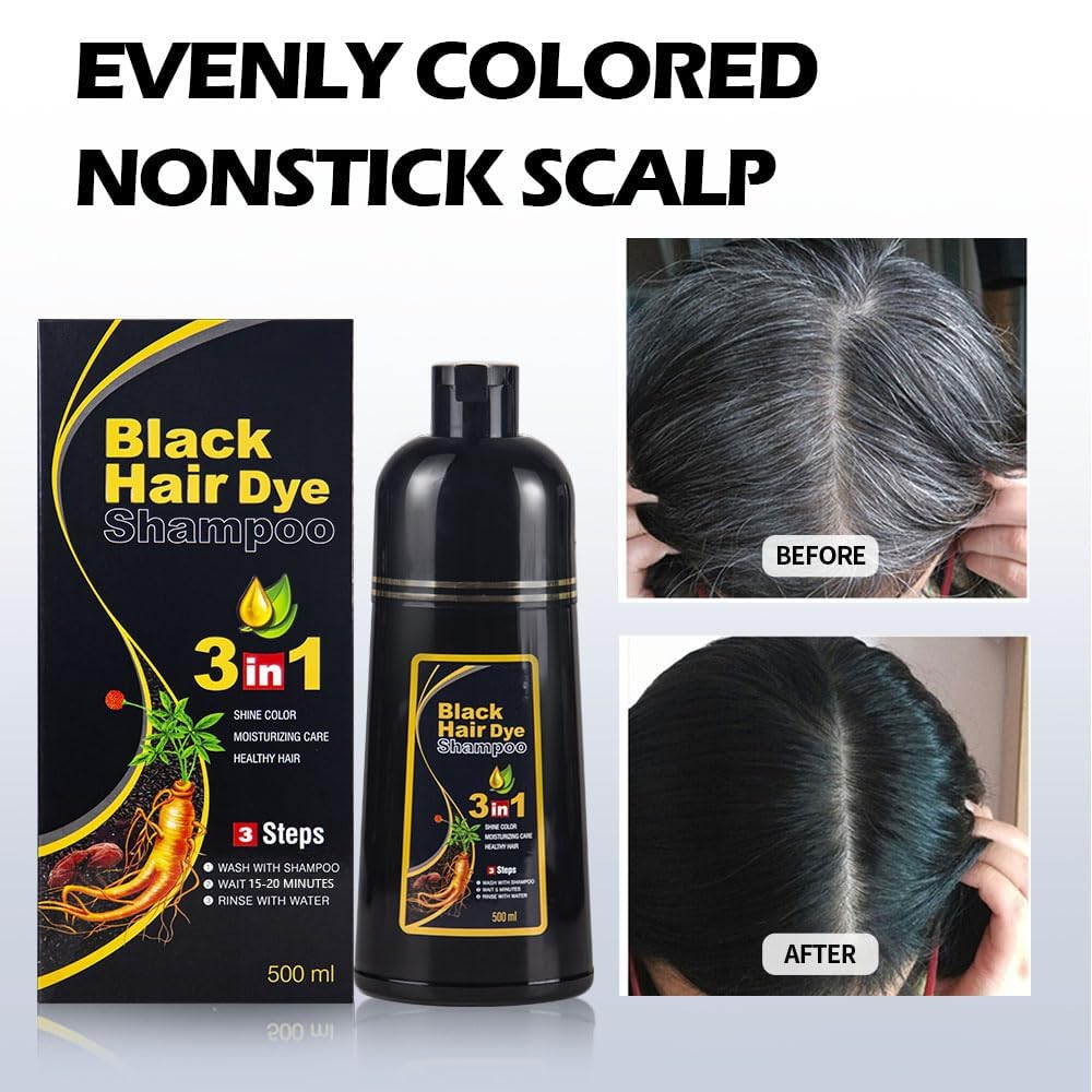 Cosmpro shampoing couleur noir 3 en 1 couvre les gris sans effort.