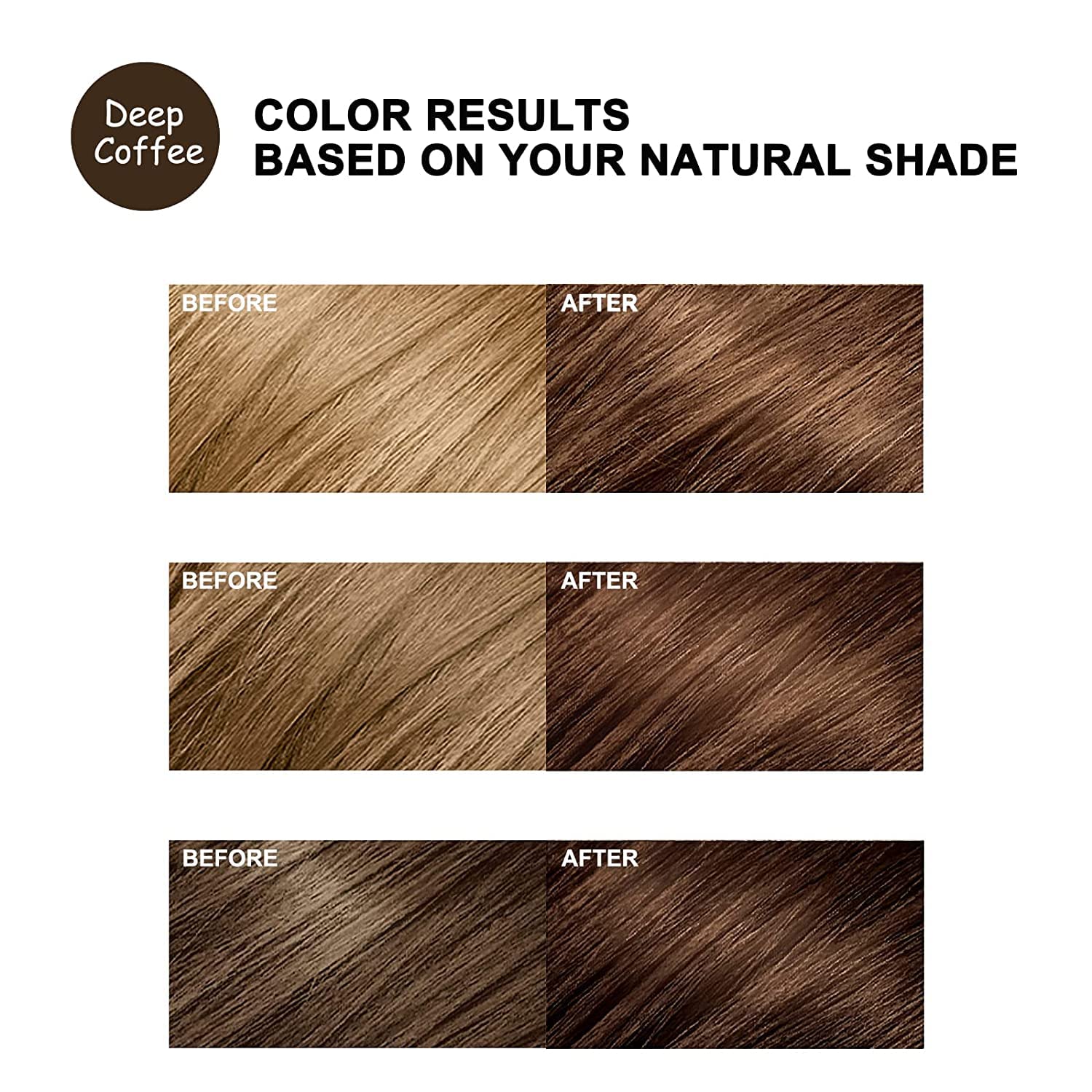 Cosmpro avant/après démontrant la couverture durable des cheveux gris.