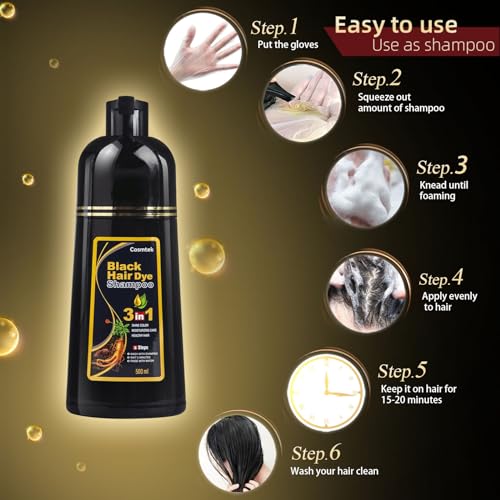 COSMTEK 3 en 1: colorant, shampoing et soin nourrissant pour cheveux.