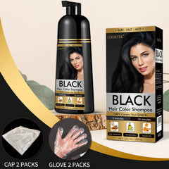 COSMTEK Shampoing couleur noire – cheveux gris et couverture naturelle des racines.