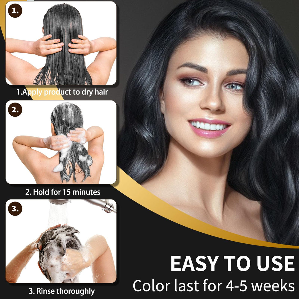 COSMTEK Shampoing couleur noire – cheveux mouillés, rinçage rapide et efficace.