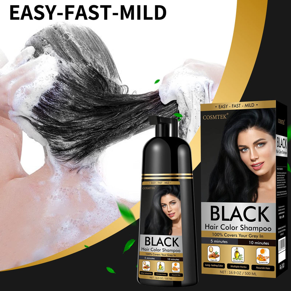 COSMTEK Shampoing couleur noire – texture crème pour une application douce.