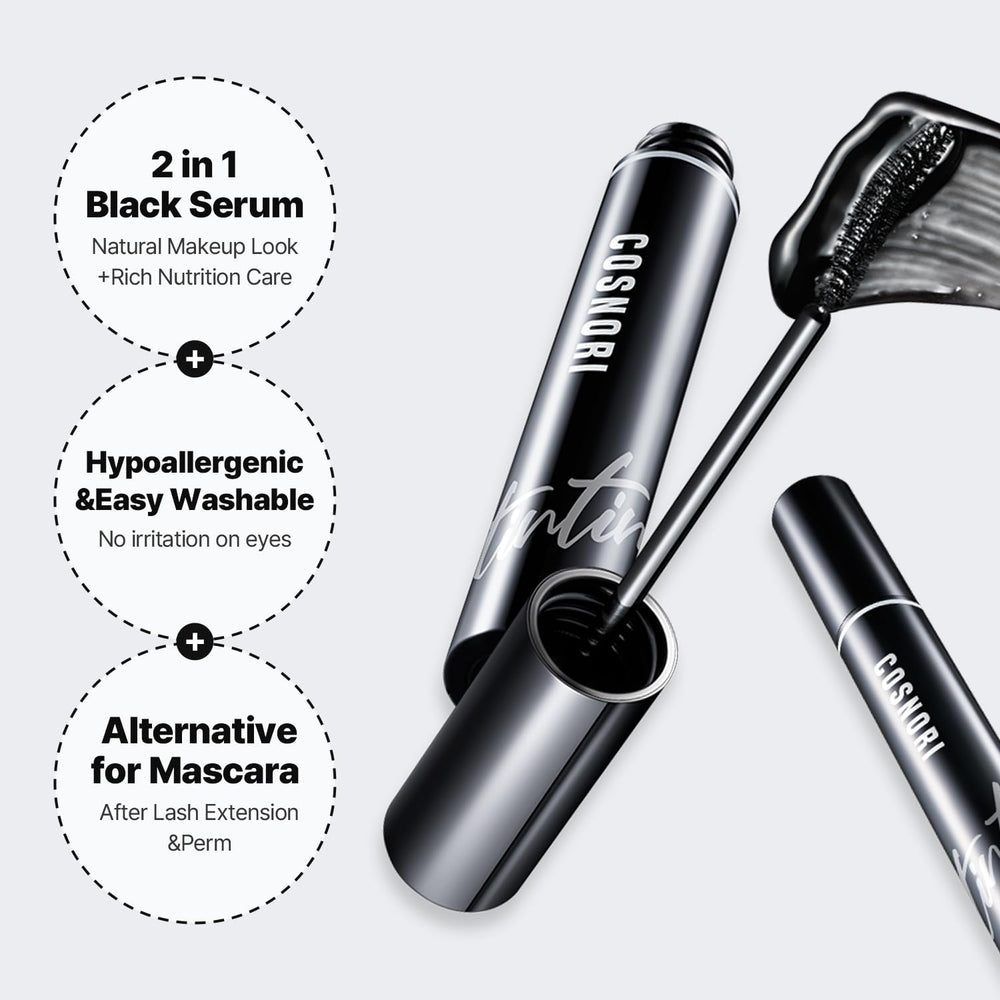 COSNORI Sérum Tinté Cils 01 Noir profond – Peptides nourrissants qui renforcent et soutiennent les cils.