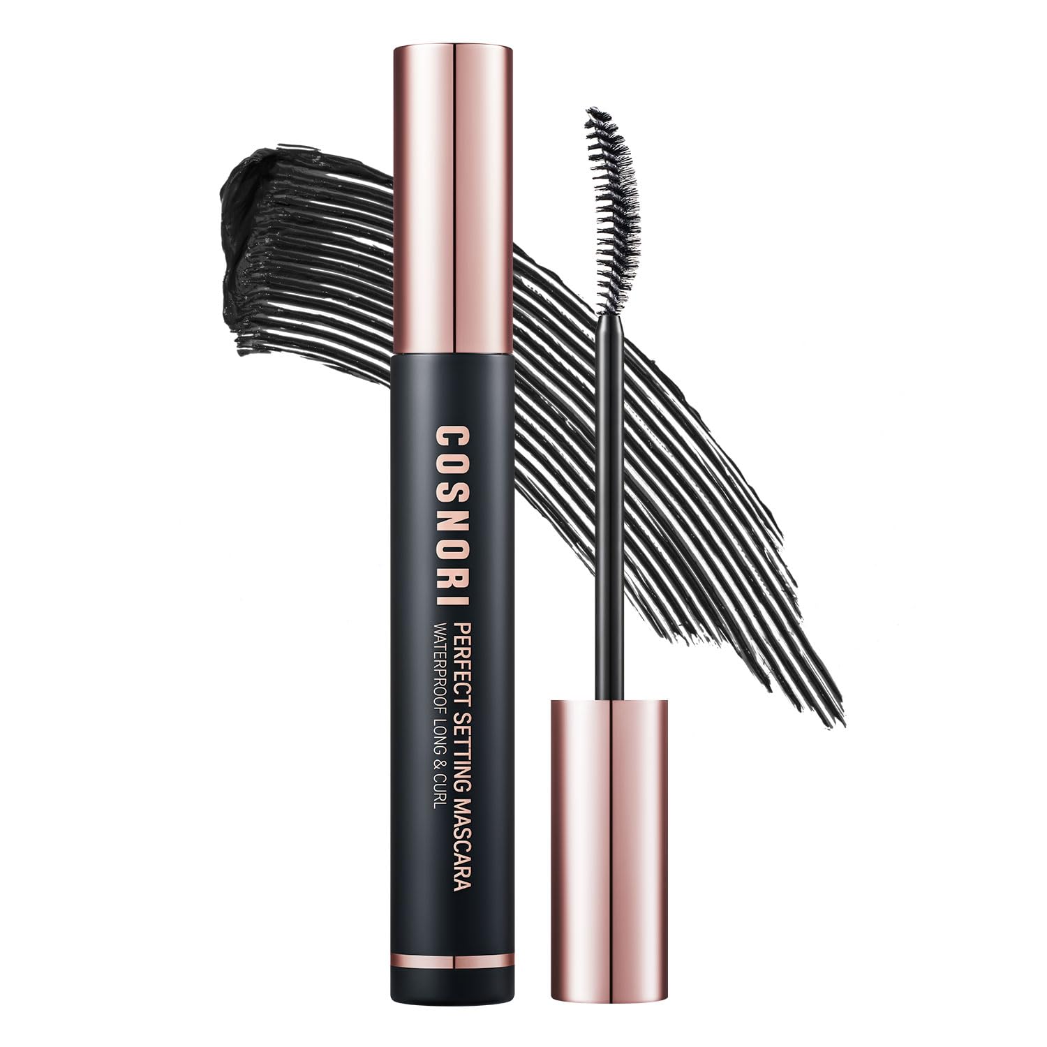 COSNORI Mascara avec brosse C-Curl slim pour definir et allonger sans paquet.