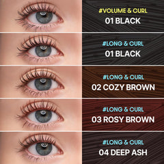 COSNORI Perfect Setting Mascara, application C-Curl mini pour un regard précis.