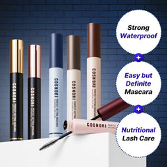 COSNORI Perfect Setting Mascara, teinte brun-rose qui sublime les yeux noisette.