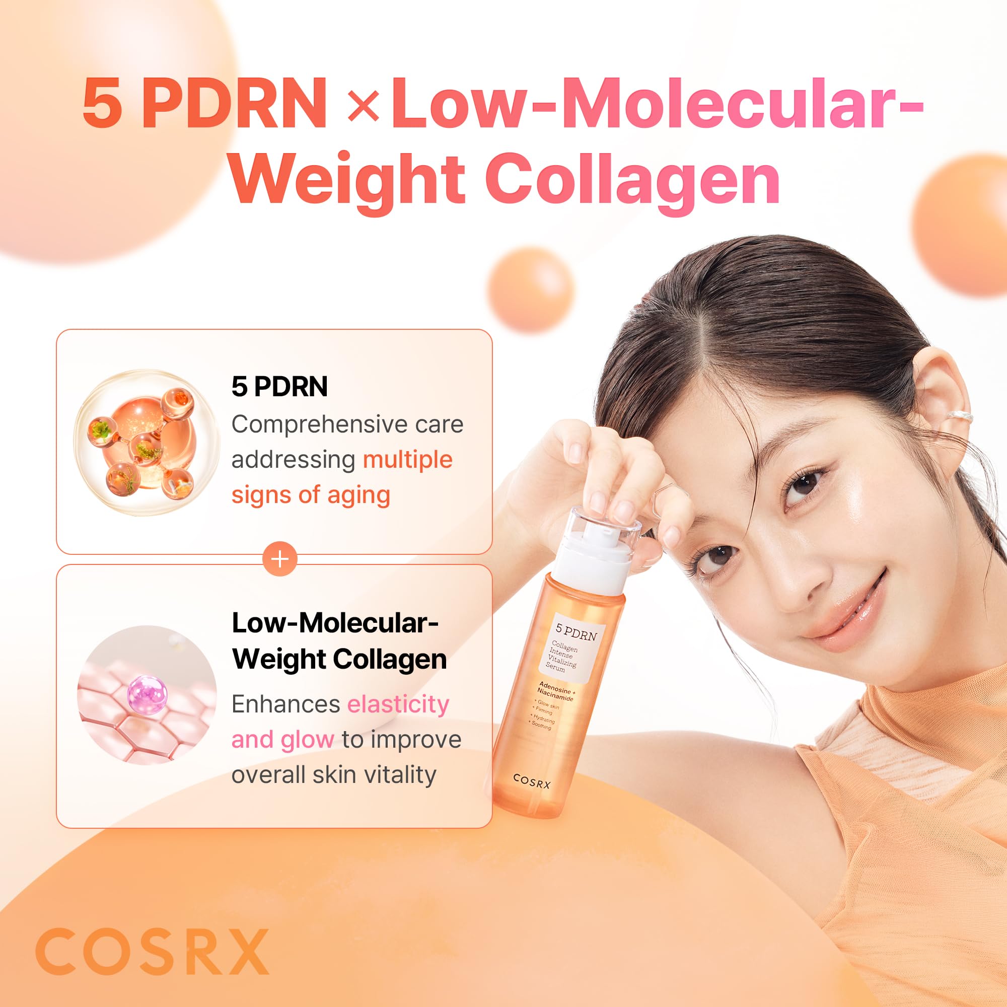 Ingrédients PDRN et collagène dans COSRX, action nourrissante.