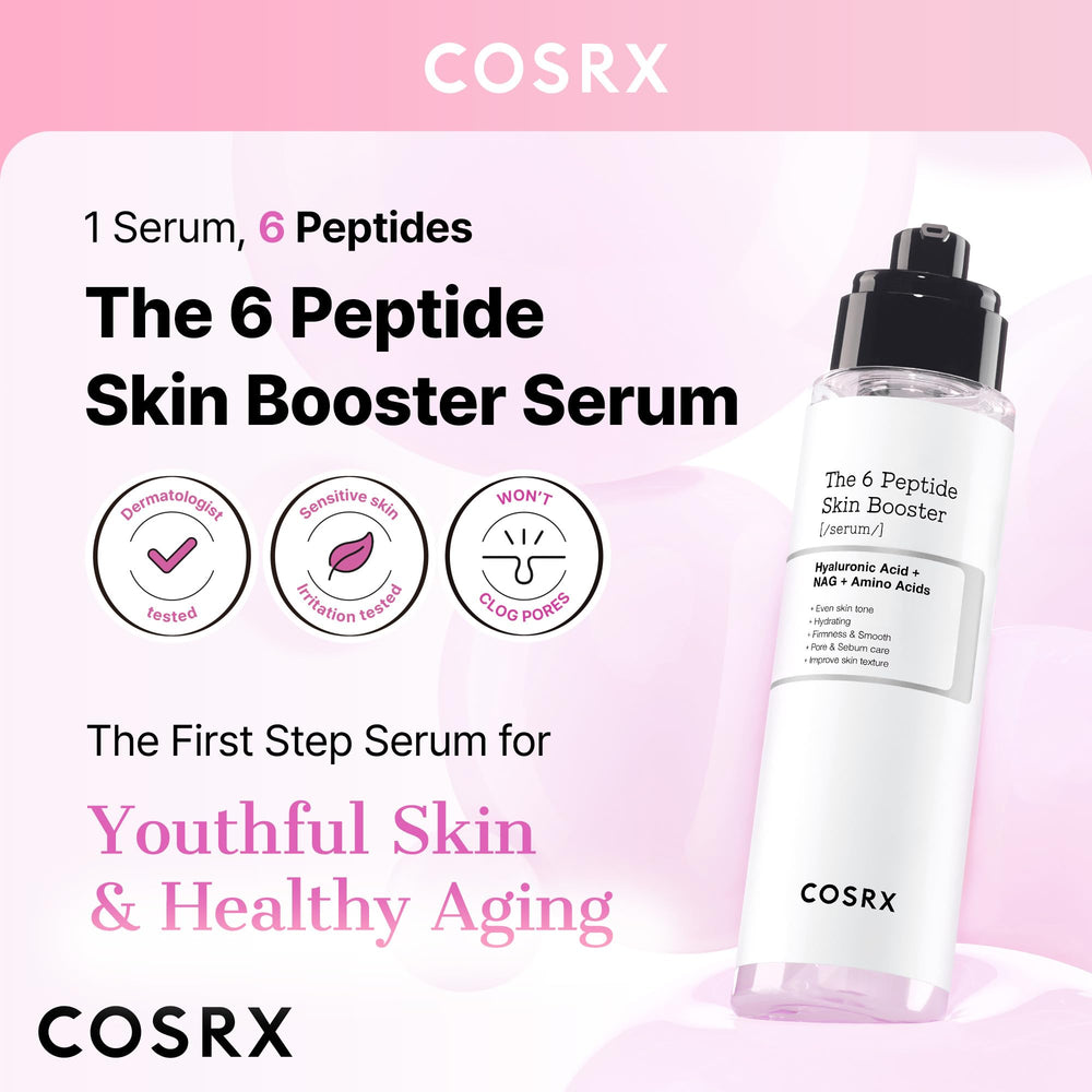 COSRX 6 peptides pour l'élasticité et un teint plus frais.