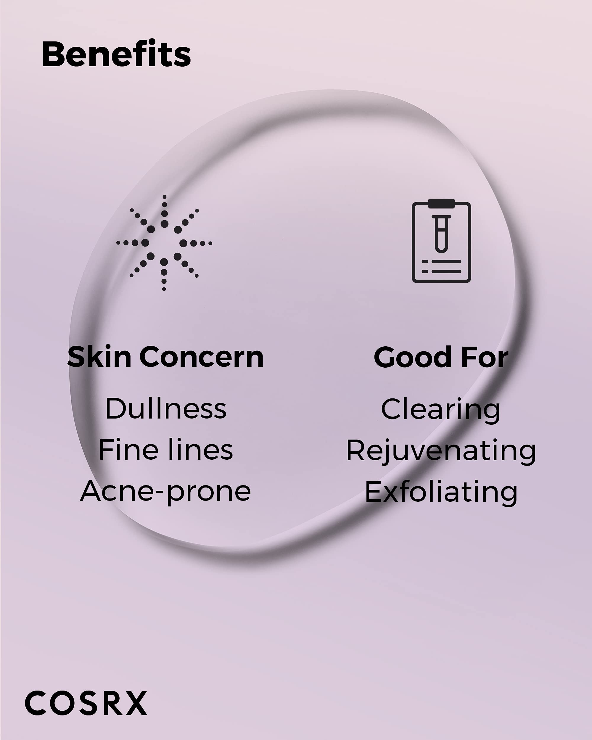 CosRX 7% acide glycolique - Avant/après peau lisse