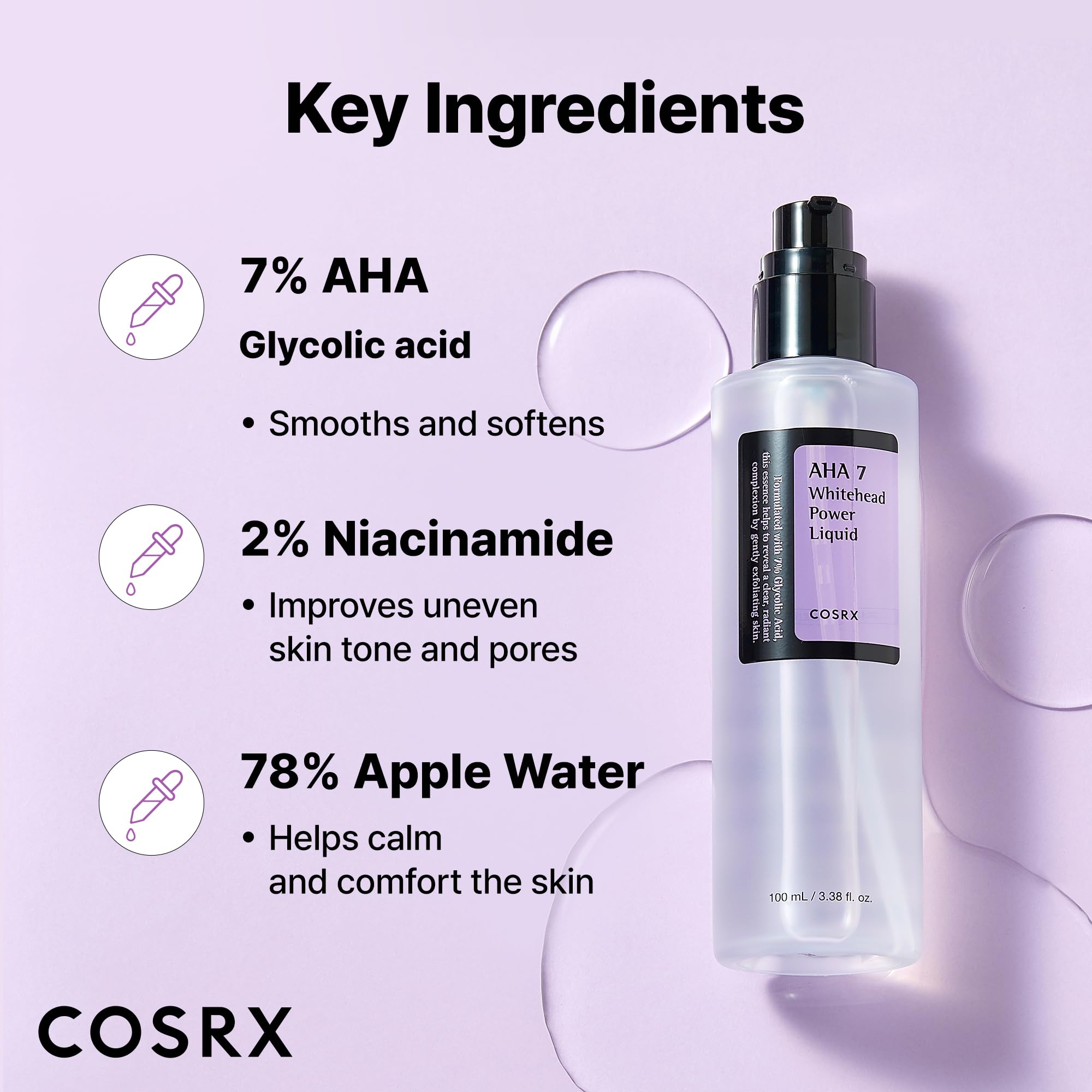 COSRX 7% Glycolic Acid toner pour view for quick, even application.