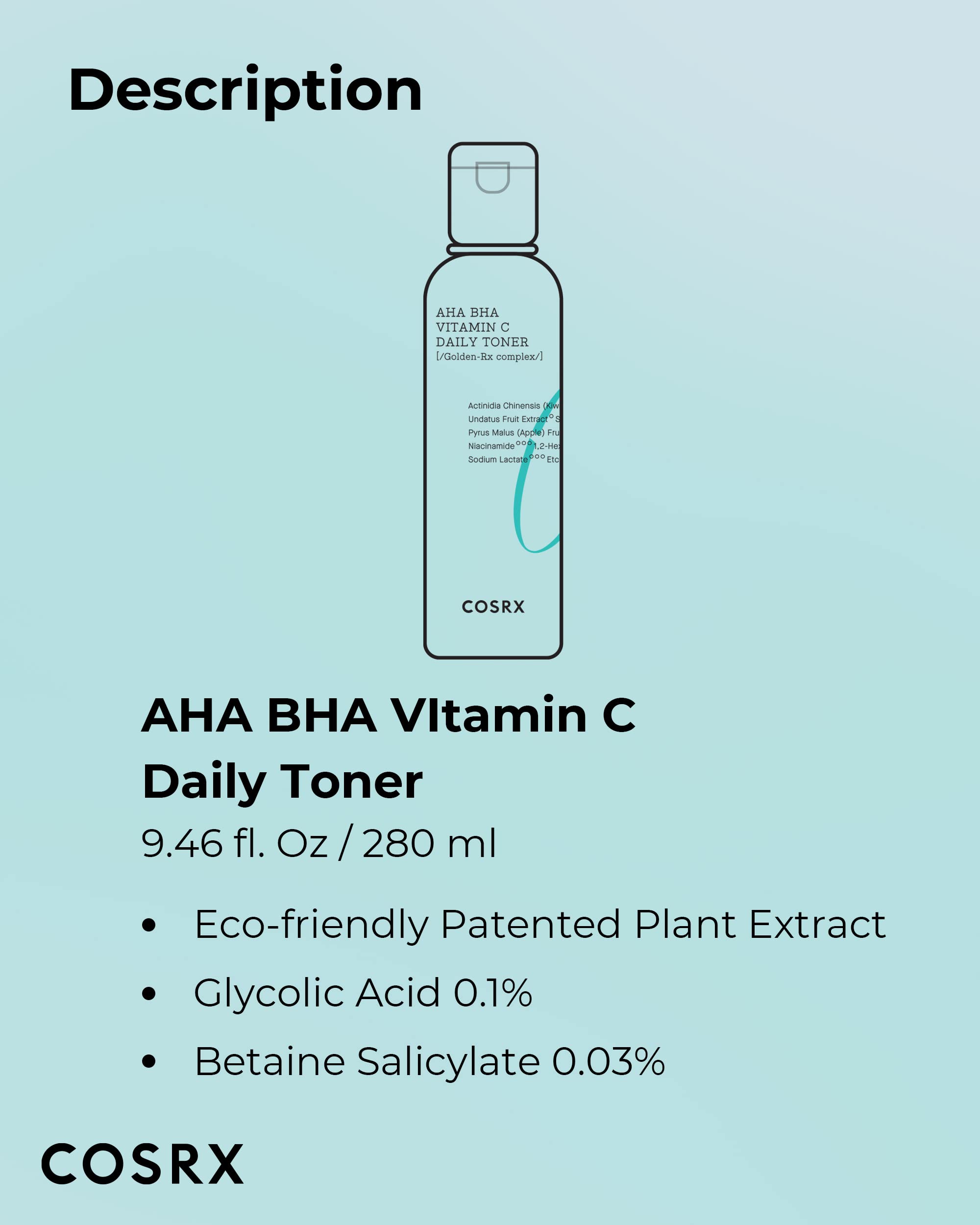 COSRX ABC Daily Toner, emballage éco-responsable et usage sûr.