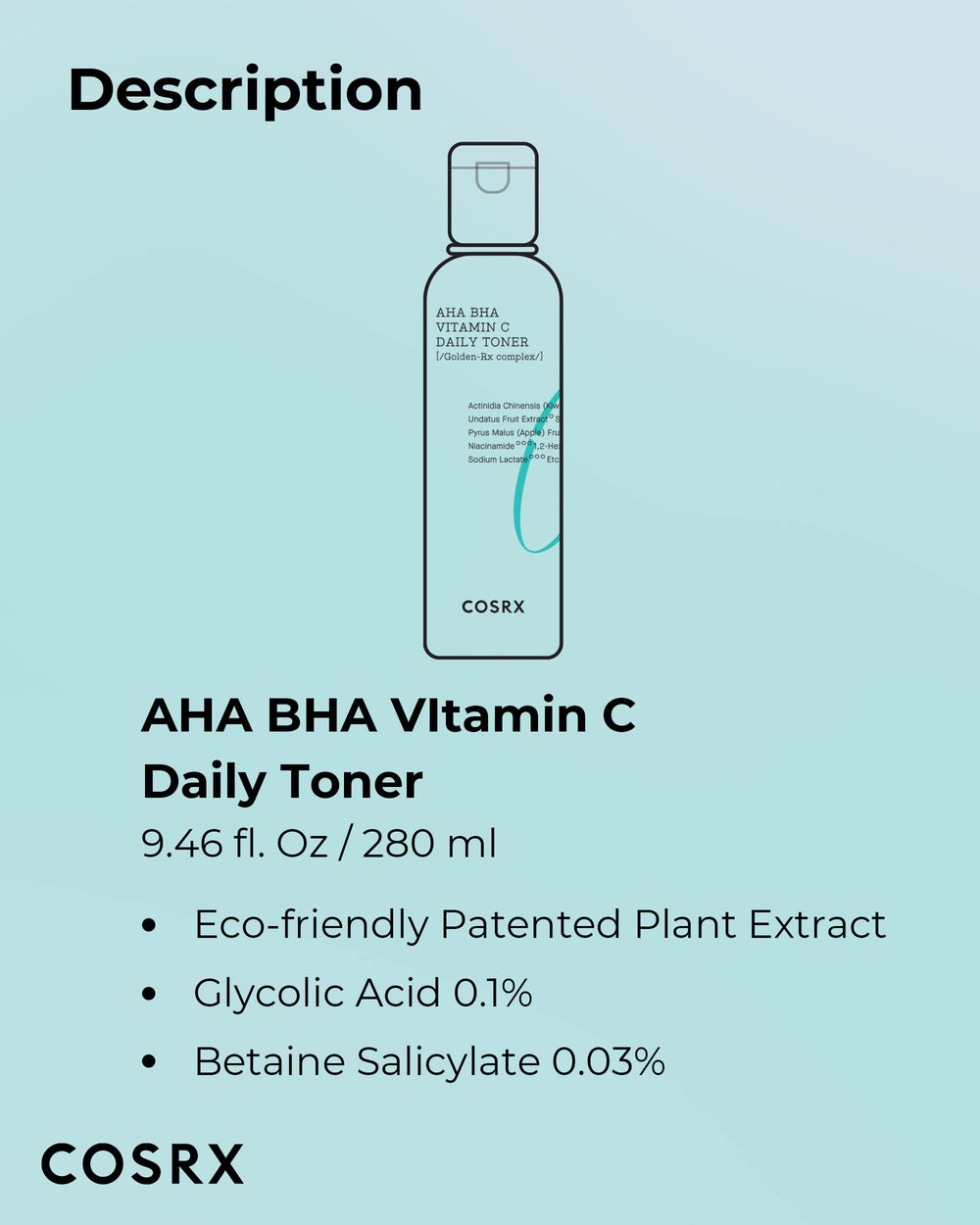COSRX ABC Daily Toner, emballage éco-responsable et usage sûr.
