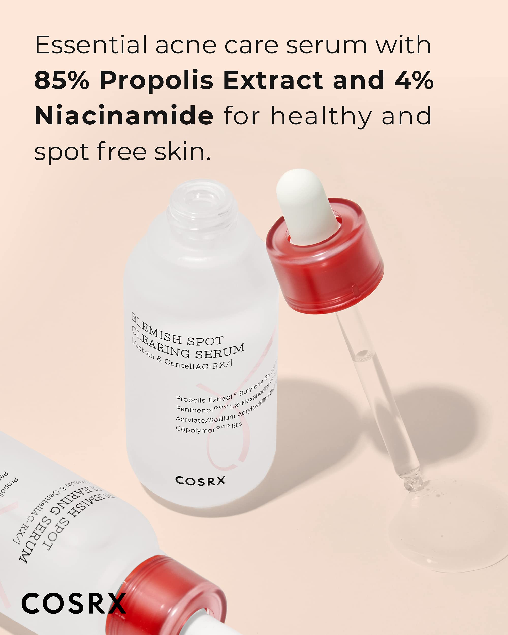 COSRX AC Collection Blemish Serum dropper for precise application on acne-prone skin.