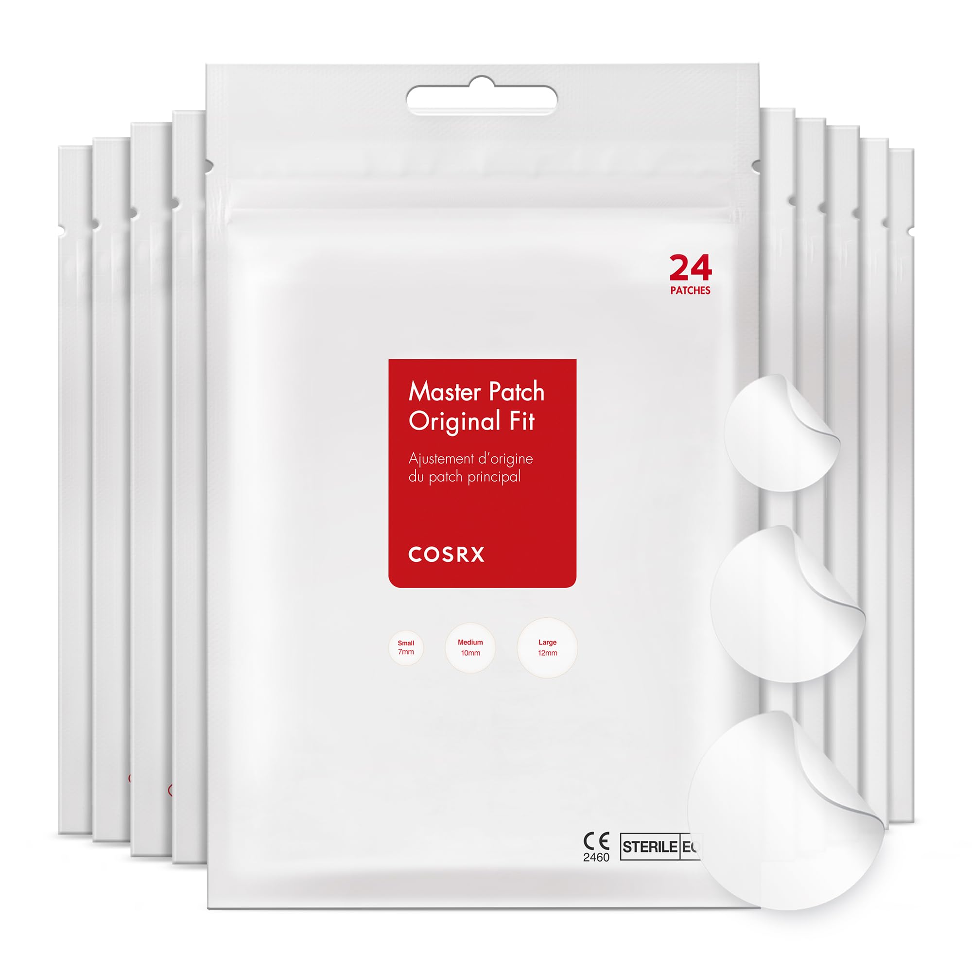 COSRX patch bouton original trois tailles, couverture polyvalente pour les imperfections.