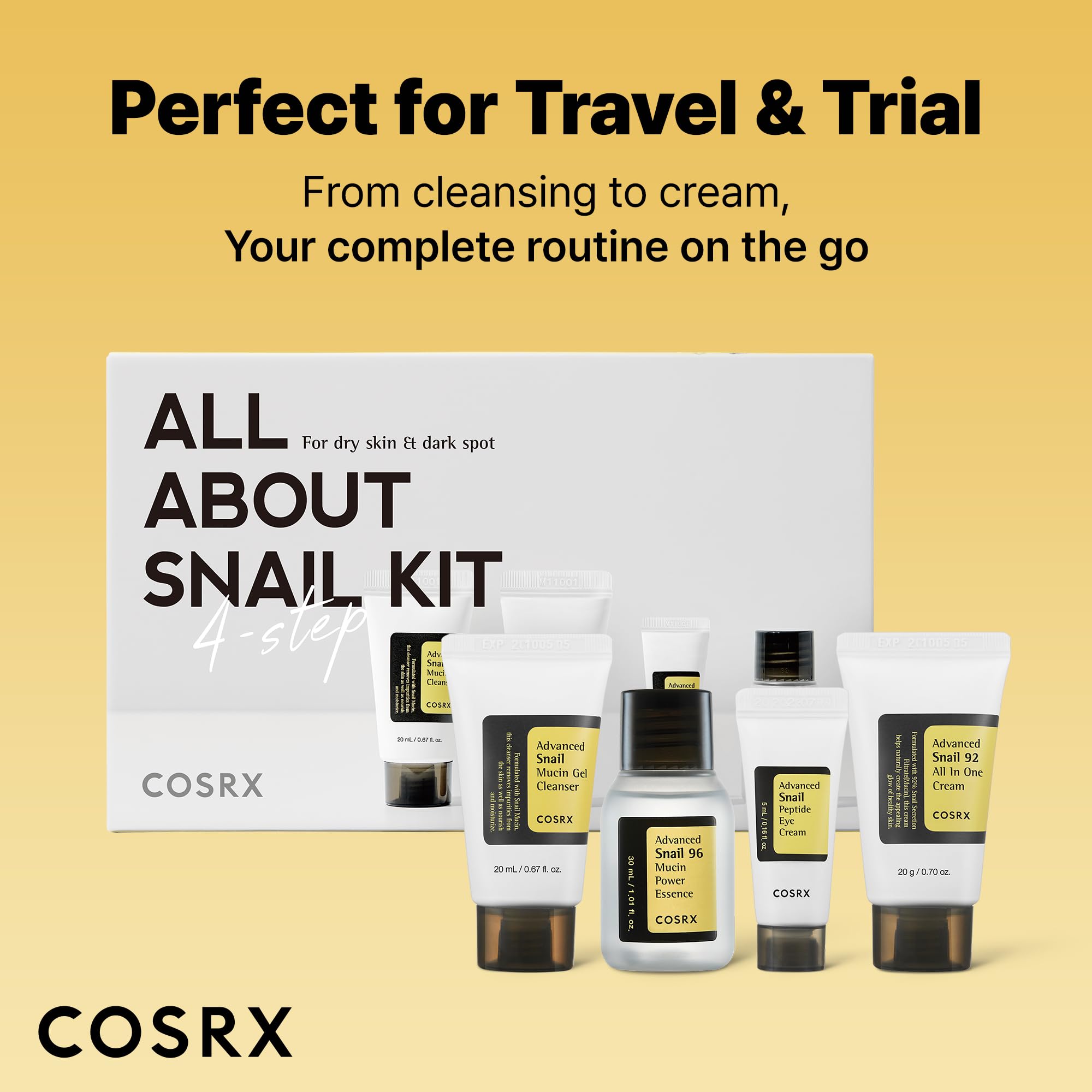 COSRX All About Snail Mucin Aspect Visuel, close-up sur une texture satinée.