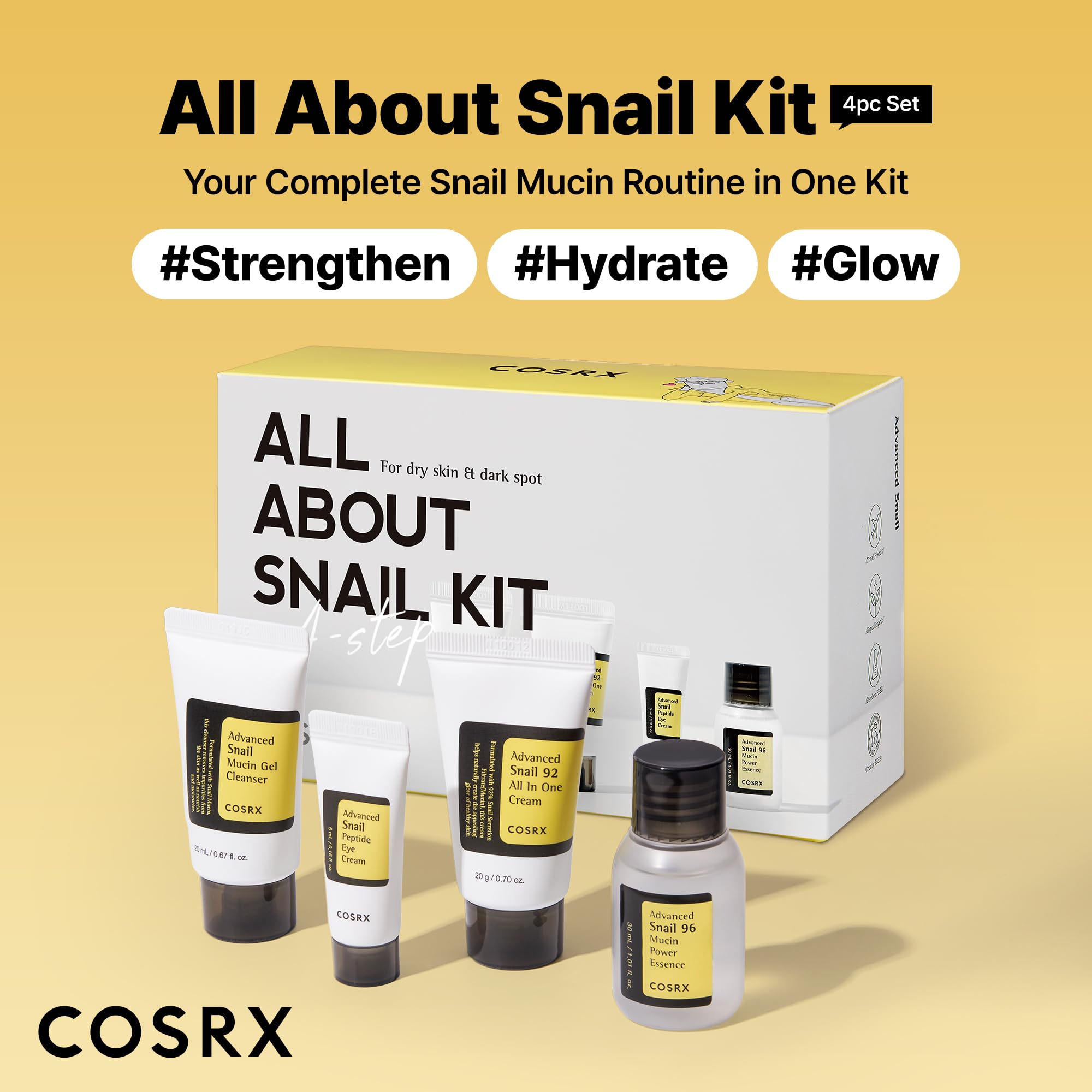 COSRX All About Snail Mucin Essence, absorption rapide et hydratation en profondeur.
